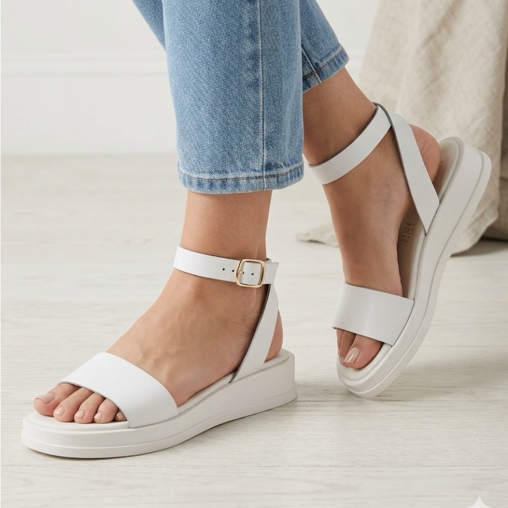 Seychelles Italian Leather White Flat Sandal With Ankle Strap Size 8.5 New - Picture 10 of 10